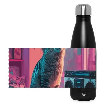 Urban Cat in Retro Vibe - Panorama Isolierflasche 500 ml - Schwarz - Vorne
