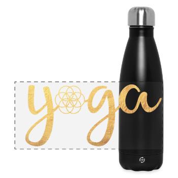 Yoga Yogi Handschrift Flower of Life Energie om - Panorama Isolierflasche 500 ml - Schwarz - Vorne
