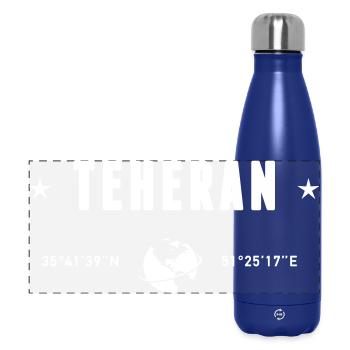 Tehran Iran Coordinates Planet Earth White - Panoramic Thermal Bottle 500 ml - dark blue  - Front