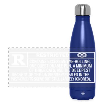 Restricted Warning Retro Humor - Panoramic Thermal Bottle 500 ml - dark blue  - Front