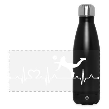 Volleyball Herzschlag EKG-Spieler Silhouette Trainer - Panorama Isolierflasche 500 ml - Schwarz - Vorne