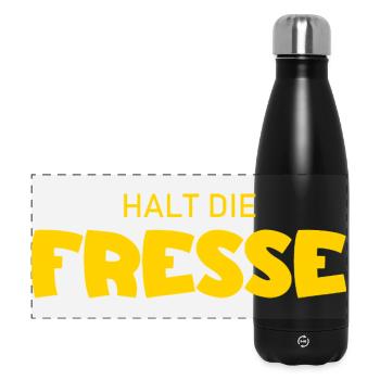 Halt die Fresse - Cooler Spruch - Panorama Isolierflasche 500 ml - Schwarz - Vorne