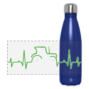CARDIOGRAM TRACTOR Green - Panoramic Thermal Bottle 500 ml - dark blue  - Front