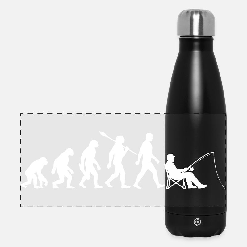 Evolution - Angler, Angeln Geschenk - Panorama Isolierflasche 500 ml - Schwarz