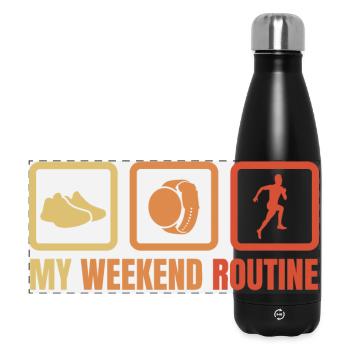 Läufer Wochenendroutine - Panorama Isolierflasche 500 ml - Schwarz - Vorne