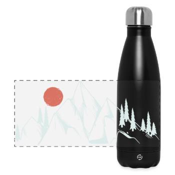 Dessin au trait de l’aube des montagnes - Gourde isotherme panoramique 500 ml - noir - Devant