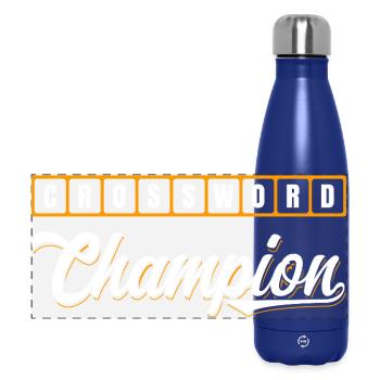 Crossword Champion Typography Design - Panoramic Thermal Bottle 500 ml - dark blue  - Front