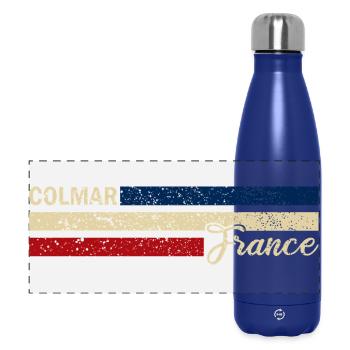 France - Colmar - France - Flag - Stripes - Panoramic Thermal Bottle 500 ml - dark blue  - Front
