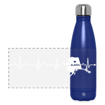 Titel: Alaska Heartbeat-Karte Silhouette Heimatstaat - Panorama Isolierflasche 500 ml - Dunkelblau  - Vorne