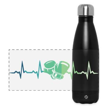 Boxen Geschenk Boxen Herzschlag Kampfsport - Panorama Isolierflasche 500 ml - Schwarz - Vorne
