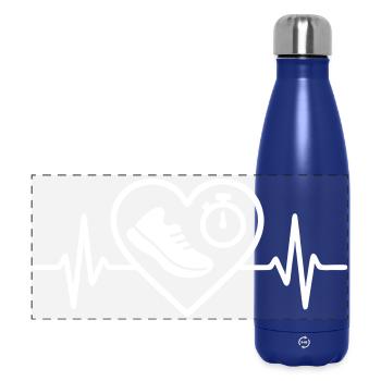 Laufen Herz Schuh Stoppuhr Spur - Panorama Isolierflasche 500 ml - Dunkelblau  - Vorne