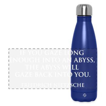Abyss Gaze Nietzsche Quote - Panoramic Thermal Bottle 500 ml - dark blue  - Front