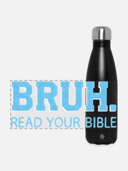 Bruh Bibel Shirt – Lies Die Bibel - Panorama Isolierflasche 500 ml - Schwarz