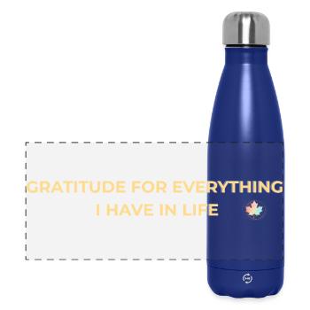 Gratitude – Gratitude and Mindfulness Gold - Panoramic Thermal Bottle 500 ml - dark blue  - Front