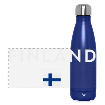Flag of Finland, Finnish pride - Panoramic Thermal Bottle 500 ml - dark blue  - Front