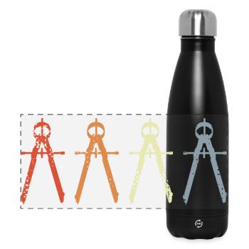 Retro Architekt Zirkel - Panorama Isolierflasche 500 ml - Schwarz - Vorne