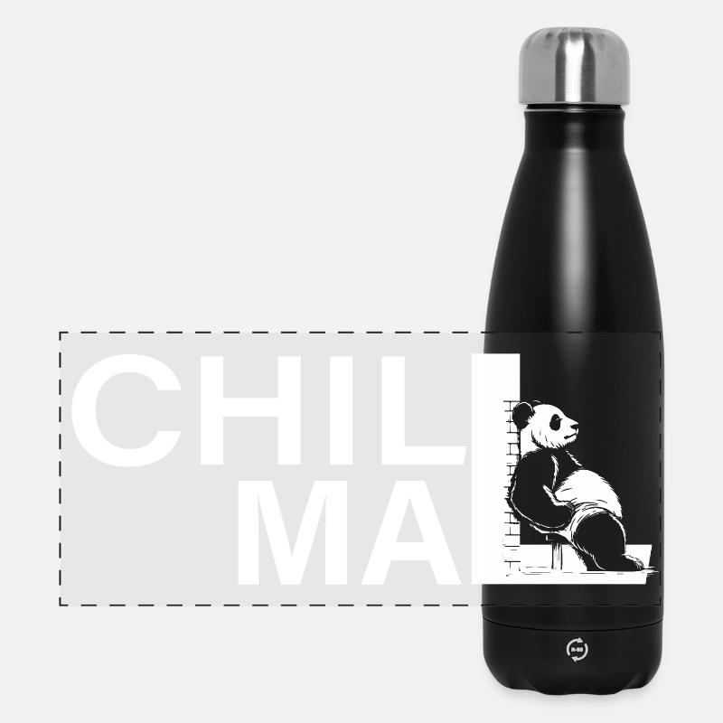 chill mal panda relax entspann dich abhängen - Panorama Isolierflasche 500 ml - Schwarz