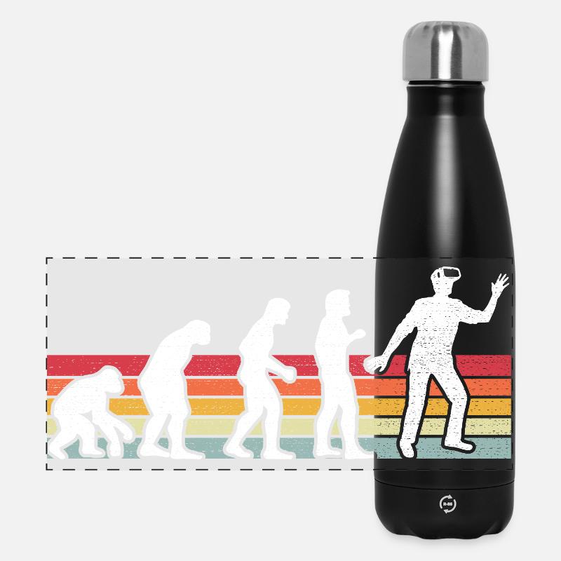 Gamer Game Video Game Blueberry Vintage Gaming - Panoramic Thermal Bottle 500 ml - black