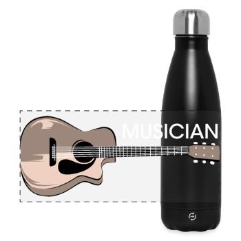 Guitare Symbole Musicien Musicien Musique Logo Band - Gourde isotherme panoramique 500 ml - noir - Devant