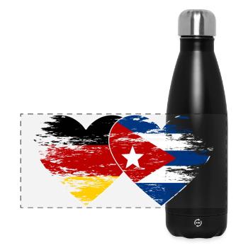 Germany Cuba flag used heart - Panoramic Thermal Bottle 500 ml - black - Front