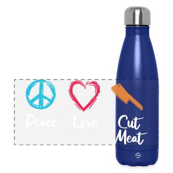Peace, Love, Cutting Flesh - Panoramic Thermal Bottle 500 ml - dark blue  - Front