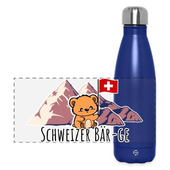 Swiss mountains, er, bears! cute Swiss bear - Panoramic Thermal Bottle 500 ml - dark blue  - Front