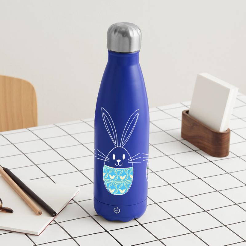 Easter, Cute Easter Bunnies Easter Eggs Drawing Panoramic Thermal Bottle 500 ml