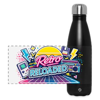 Retro Reloaded Neon Grid - Panorama Isolierflasche 500 ml - Schwarz - Vorne