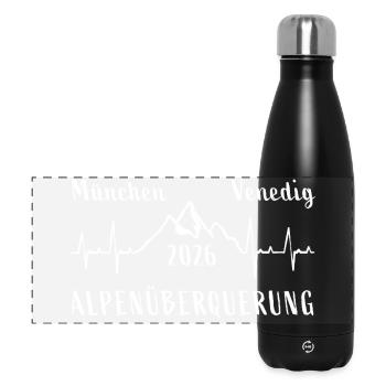 Alpenüberquerung E5 2026 München Venedig - Panorama Isolierflasche 500 ml - Schwarz - Vorne