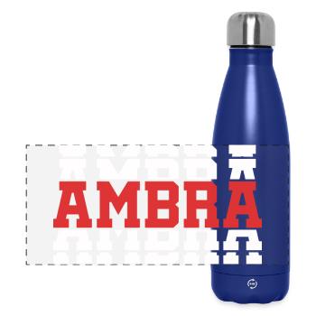 t-shirt ambre t-shirt idée cadeau texte empilé - Gourde isotherme panoramique 500 ml - bleu foncé  - Devant