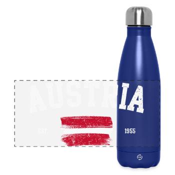 Austrian Heritage Flag Emblem - Panoramic Thermal Bottle 500 ml - dark blue  - Front