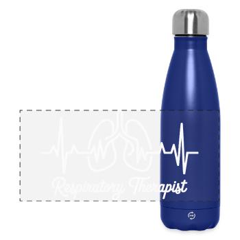 Breathing Therapy Heart Hand Motif - Panoramic Thermal Bottle 500 ml - dark blue  - Front