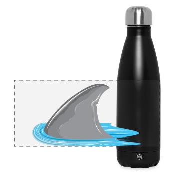 Hai in Sicht! Haifischflosse im Meer - Panorama Isolierflasche 500 ml - Schwarz - Vorne