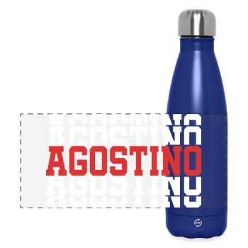 Agostino t-shirt stacked text gift t-shirt - Panoramic Thermal Bottle 500 ml - dark blue  - Front
