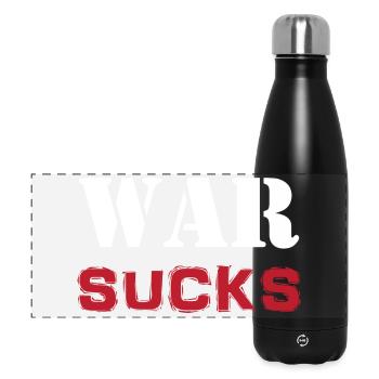 Slogan T-Shirt Krieg saugt Antimilitarismus - Panorama Isolierflasche 500 ml - Schwarz - Vorne