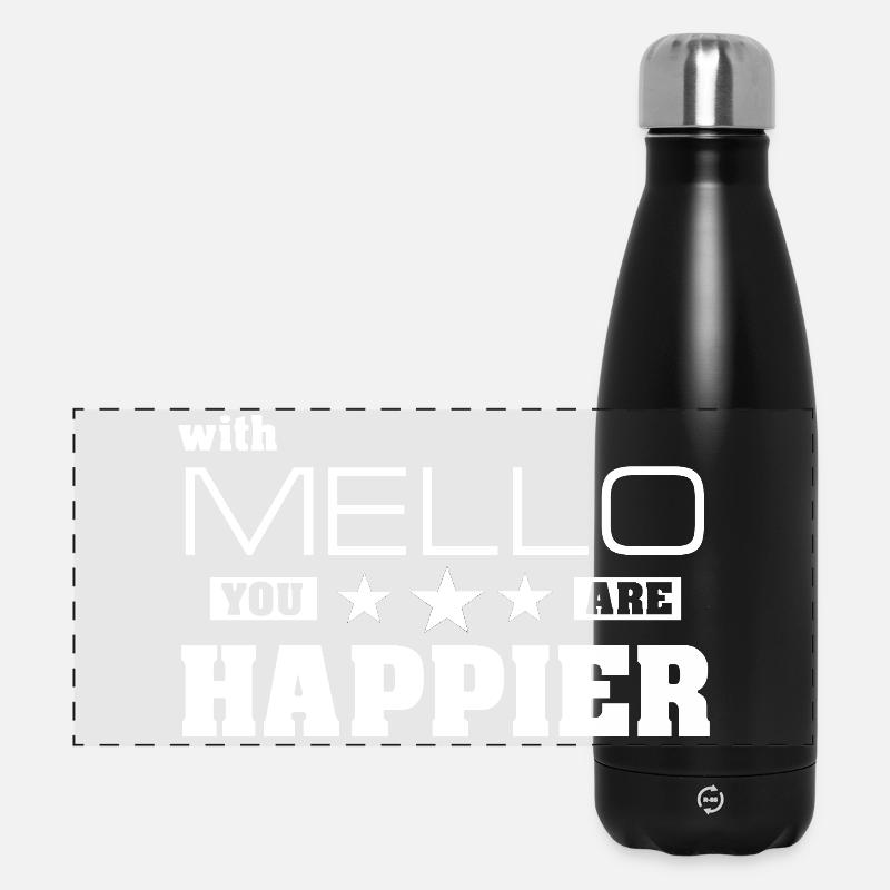 Hello You Are Happier - Stars Typo - Panoramic Thermal Bottle 500 ml - black