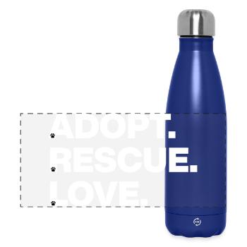 ADOPTER, SAUVER, AIMER, ANIMAL AMOUR, ADOPTION D’ANIMAUX DE COMPAGNIE w - Gourde isotherme panoramique 500 ml - bleu foncé  - Devant