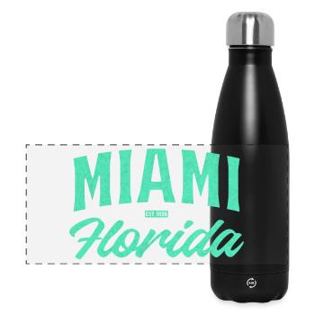 Miami Florida Teal Schrift - Panorama Isolierflasche 500 ml - Schwarz - Vorne