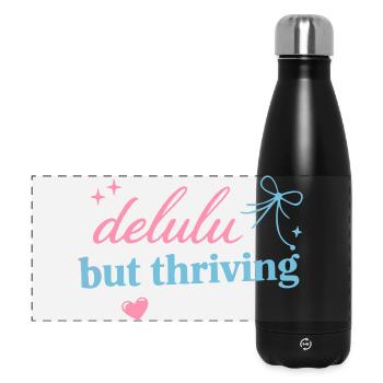 Delhu Thriving Script Logo - Panorama Isolierflasche 500 ml - Schwarz - Vorne