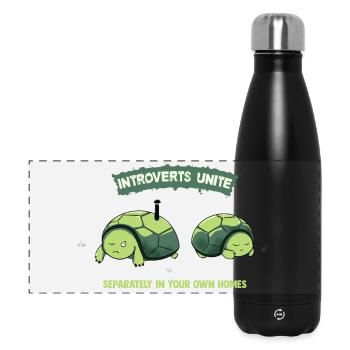 Introverts Unite Schildkröten - Panorama Isolierflasche 500 ml - Schwarz - Vorne