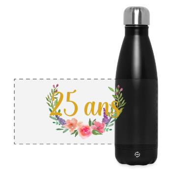 fleurs anniversaire 25ans - Gourde isotherme panoramique 500 ml - noir - Devant