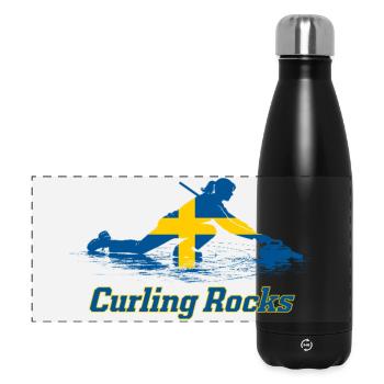 Curling Rocks Schweden Fan Merch - Panorama Isolierflasche 500 ml - Schwarz - Vorne