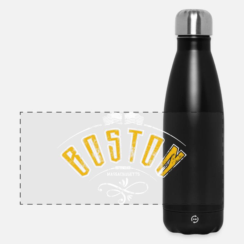 Boston Grunge-Effekt - Panorama Isolierflasche 500 ml - Schwarz