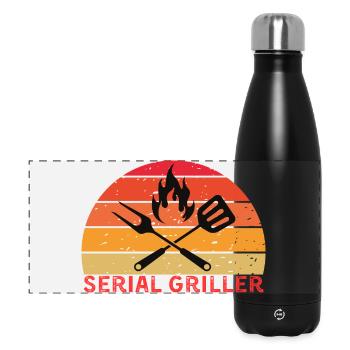 Serial Griller Retro BBQ Design - Panoramic Thermal Bottle 500 ml - black - Front