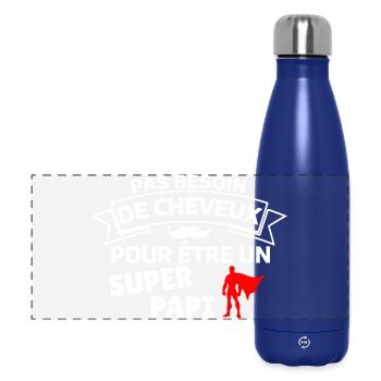 Humour capillaire super héros paternité - Gourde isotherme panoramique 500 ml - bleu foncé  - Devant