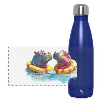 Doppelte Hippo Badespaß - Panorama Isolierflasche 500 ml - Dunkelblau  - Vorne