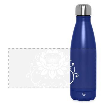 Nénuphar, lotus, fleur de lotus avec des feuilles. Yoga. - Gourde isotherme panoramique 500 ml - bleu foncé  - Devant