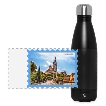 Carte postale de la Basilique de Marseille - Gourde isotherme panoramique 500 ml - noir - Devant