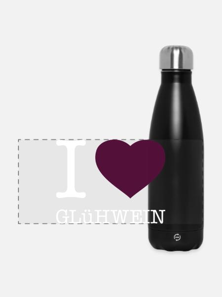 I love Glühwein - Panorama Isolierflasche 500 ml - Schwarz