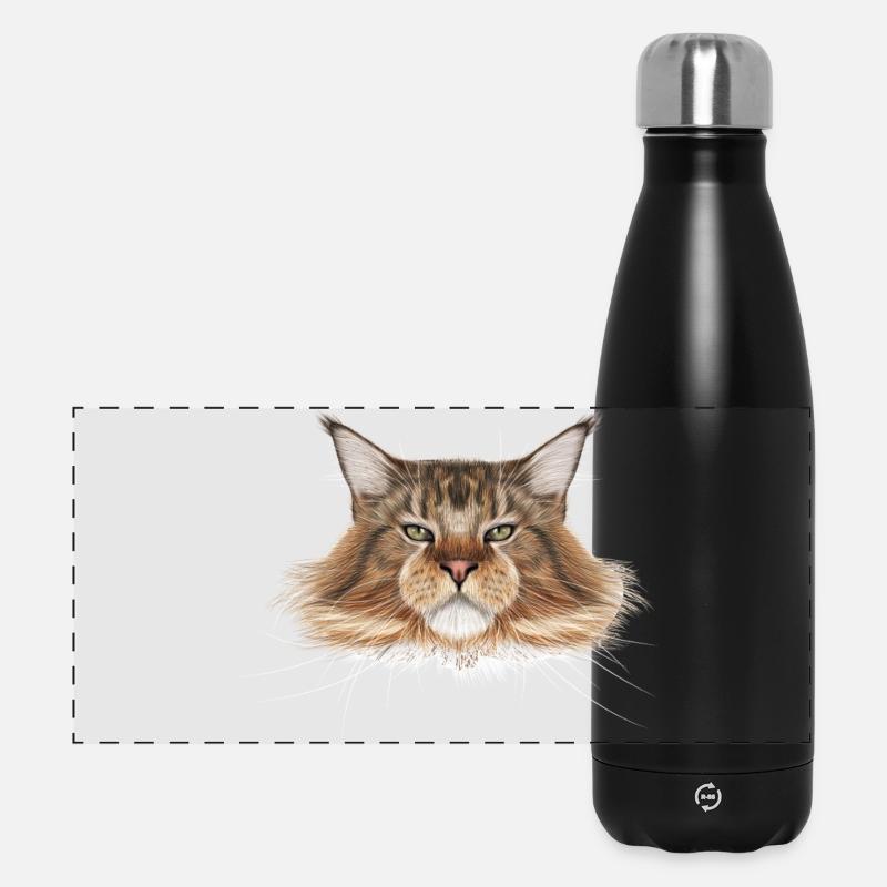 Maine-Coon-Katze  - Panorama Isolierflasche 500 ml - Schwarz